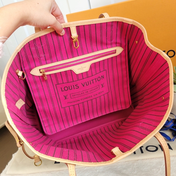 💕CLASSIC Louis Vuitton Neverfull MM Monogram "PEONY/Hot Pink Interior" Tote Bag - Picture 11 of 16